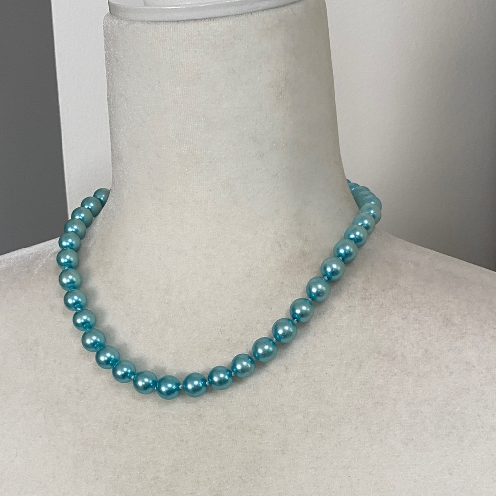 Tiffany Blue Teal Freshwater Cultured Pearl Necklace & Bracelet Set - Picture 9 of 16